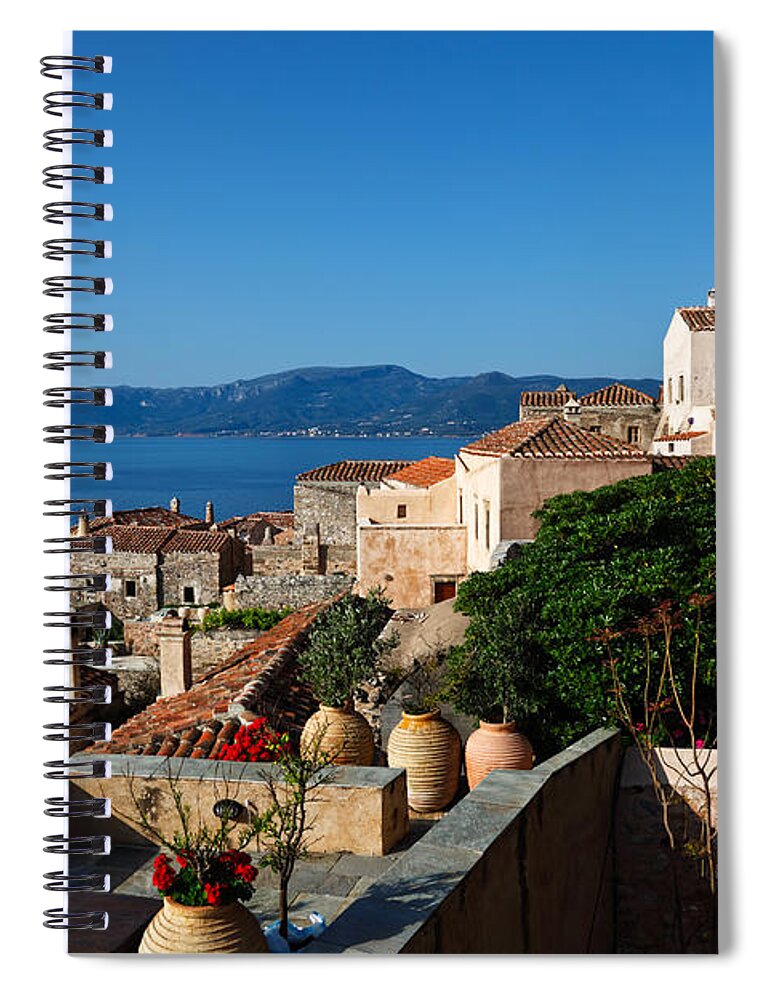 Ancient Spiral Notebook featuring the photograph Monemvasia #2 by Constantinos Iliopoulos