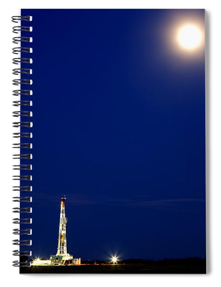 Rig Spiral Notebook featuring the photograph Night Shot Drilling Rig #2 by Mark Duffy