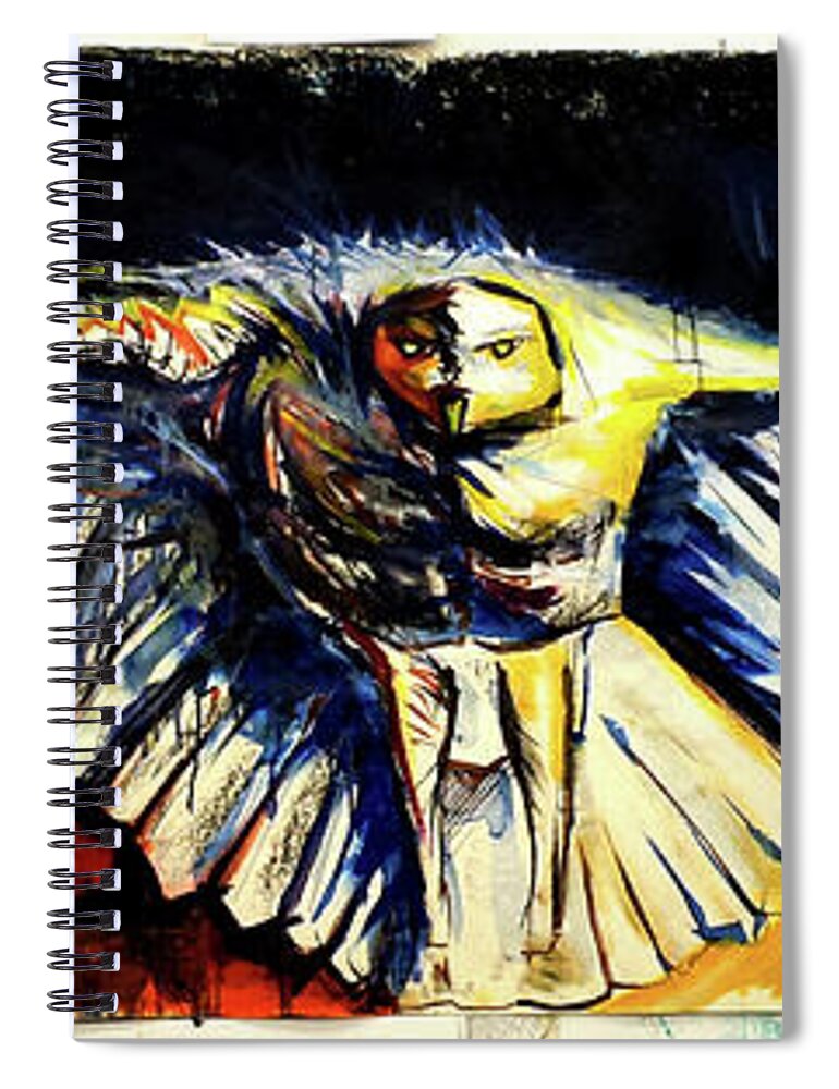 Owl Spiral Notebook featuring the painting 2 Sides 2 Peace by John Gholson