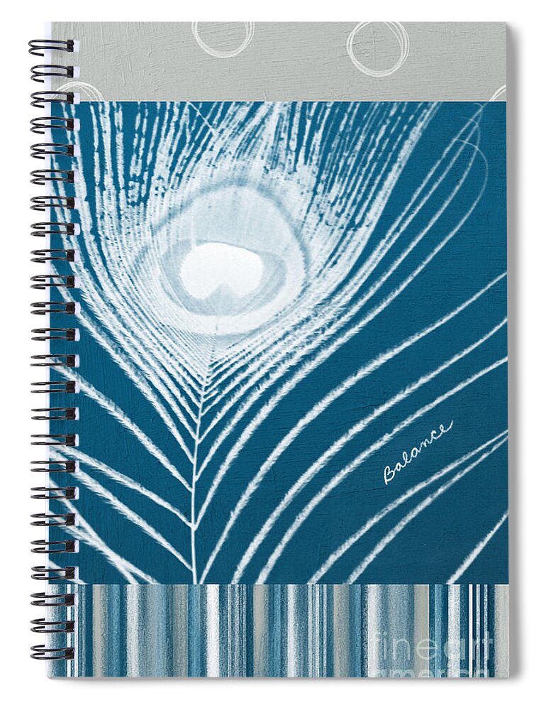 Feather Spiral Notebook featuring the mixed media Balance #3 by Linda Woods