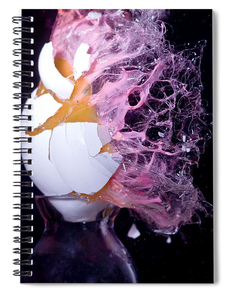 Paintball Spiral Notebook featuring the photograph Paintball Hitting An Egg #3 by Ted Kinsman