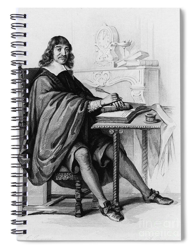 Rene Descartes Spiral Notebook featuring the photograph Rene Descartes, French Polymath #3 by Science Source