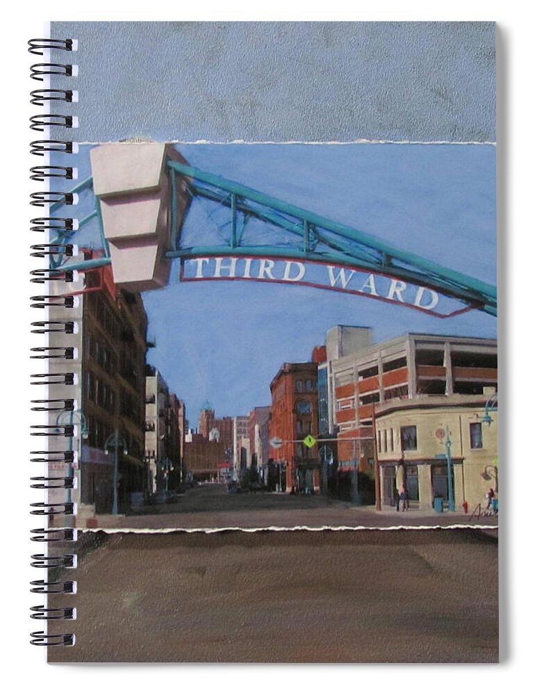 Alley Spiral Notebook featuring the mixed media 3rd Ward Entry layered by Anita Burgermeister