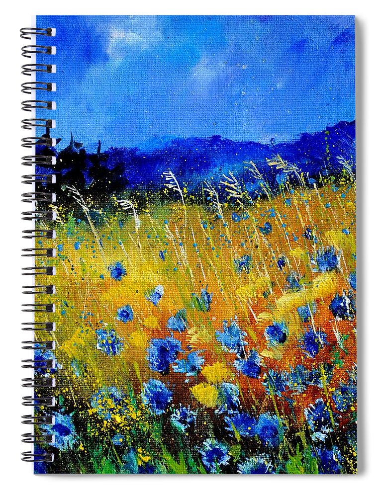 Flowers Spiral Notebook featuring the painting Blue cornflowers by Pol Ledent