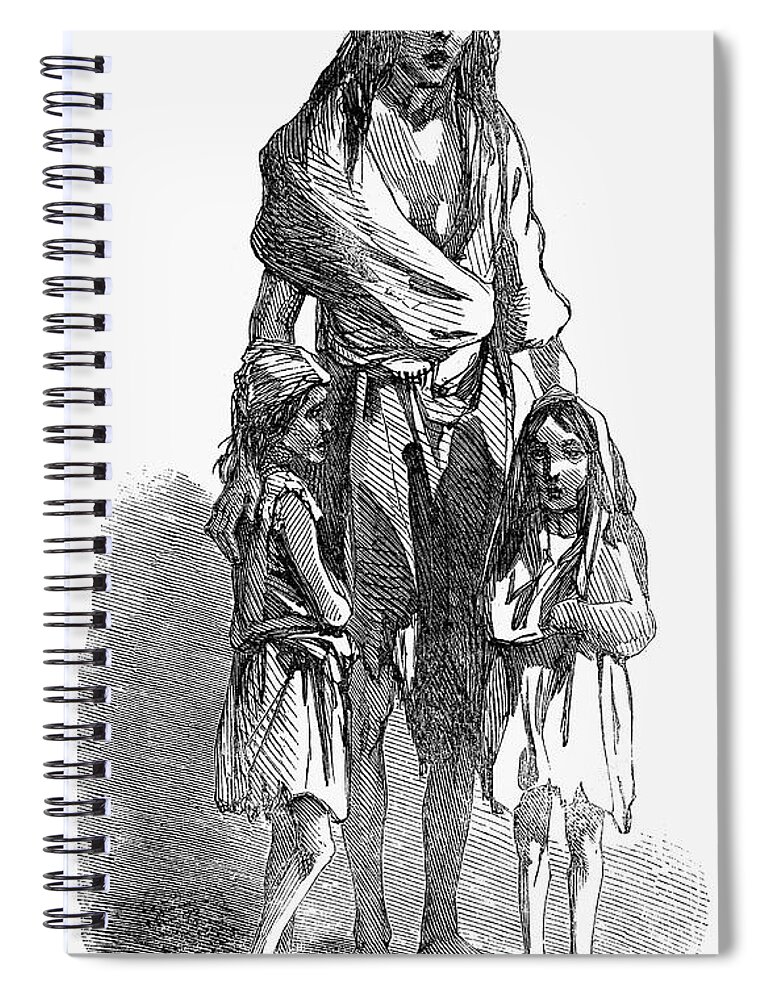 1846 Spiral Notebook featuring the drawing Irish Potato Famine, 1846-7 #1 by Granger