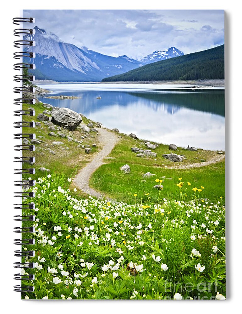 Jasper Spiral Notebook featuring the photograph Mountain lake in Jasper National Park 3 by Elena Elisseeva