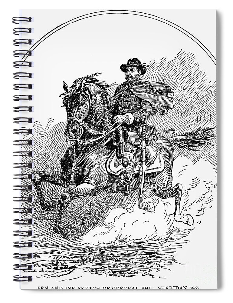 1863 Spiral Notebook featuring the photograph Philip Henry Sheridan #6 by Granger