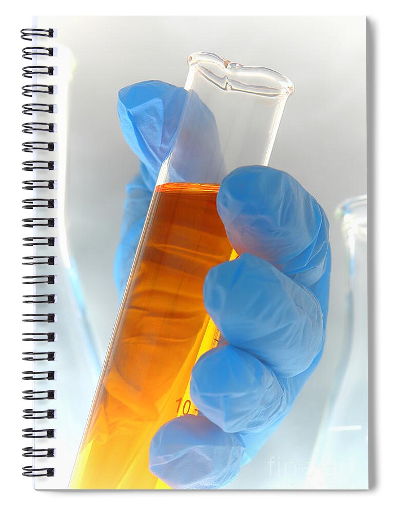 Cylinder Spiral Notebook featuring the photograph Scientific Experiment in Science Research Lab #9 by Science Research Lab