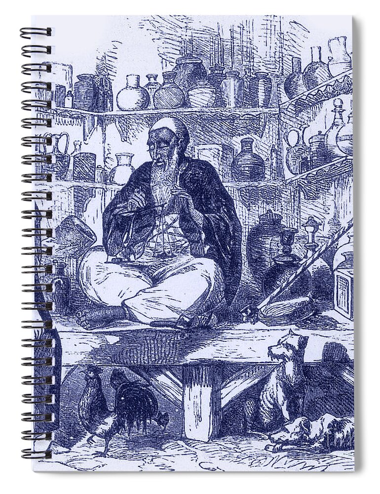 Street Trader Spiral Notebook featuring the photograph A Cairo Street Trader Displays His Wares by Science Source