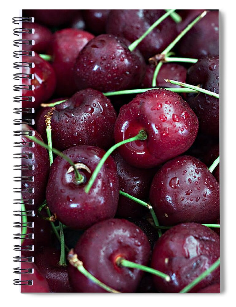 Cherry Spiral Notebook featuring the photograph A Cherry Bunch by Sherry Hallemeier