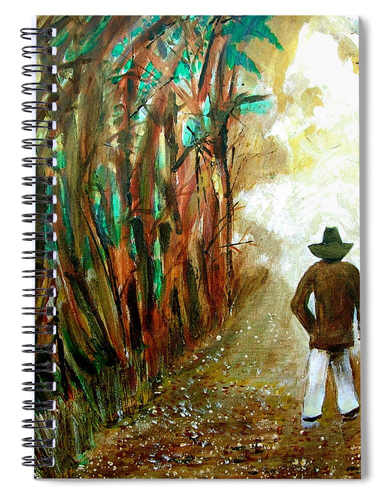 A Fall Walk In The Woods Spiral Notebook featuring the painting A Fall Walk in the Woods by Seth Weaver