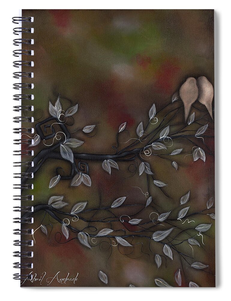 Whimsical Tree Spiral Notebook featuring the painting A lifetime of Memories by Abril Andrade