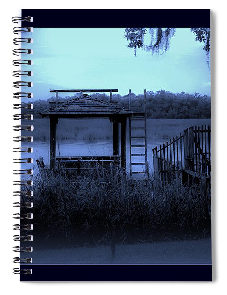 Dock Spiral Notebook featuring the photograph A Quiet Place By The Marsh by DigiArt Diaries by Vicky B Fuller