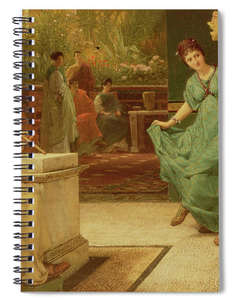 Roman Spiral Notebook featuring the painting A Roman Dance by Lawrence Alma-Tadema