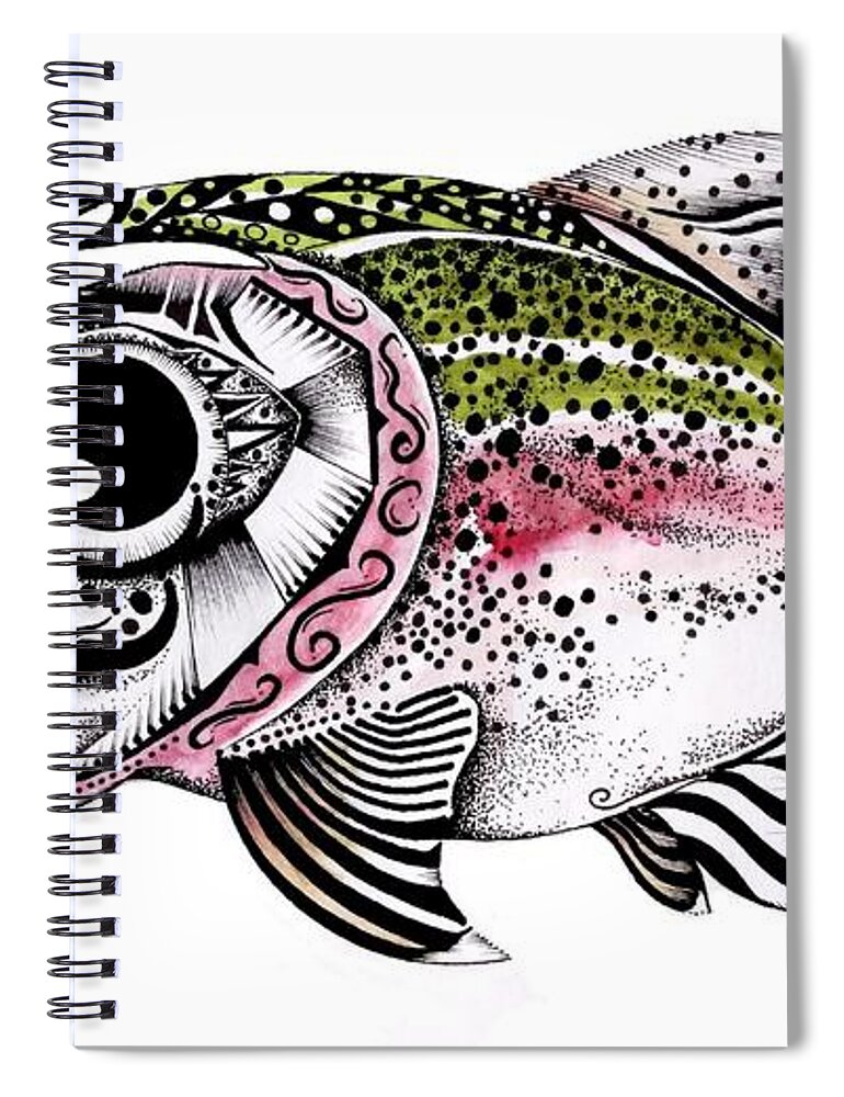Rainbow Trout Spiral Notebook featuring the painting Abstract Alaskan Rainbow Trout by J Vincent Scarpace