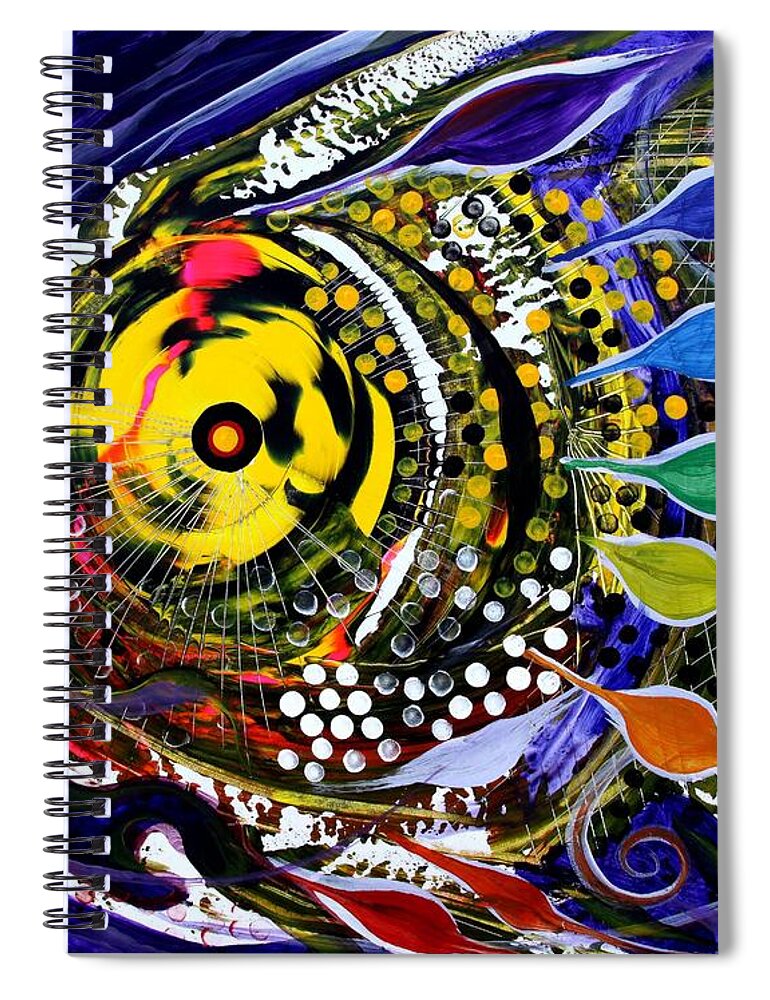 Fish Spiral Notebook featuring the painting Abstract Busy Bee Fish by J Vincent Scarpace