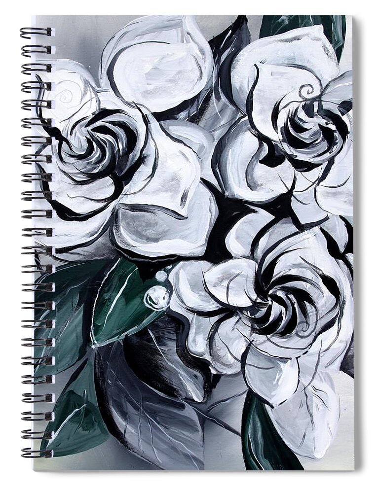 Gardenias Spiral Notebook featuring the painting Abstract Gardenias by J Vincent Scarpace