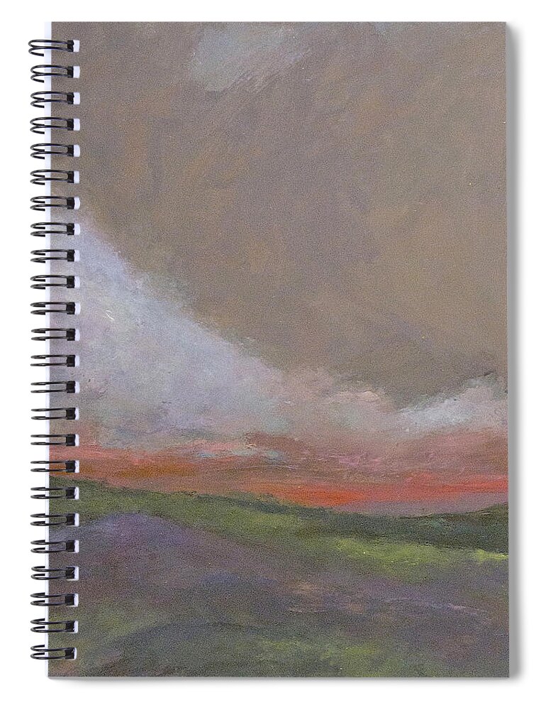 Landscape Spiral Notebook featuring the painting Abstract Landscape - Scarlet light by Kathleen Grace
