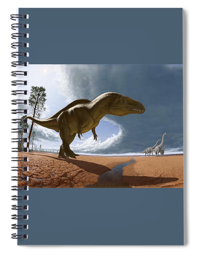 Paleoart Spiral Notebook featuring the digital art Acrocanthosaurus by Julius Csotonyi