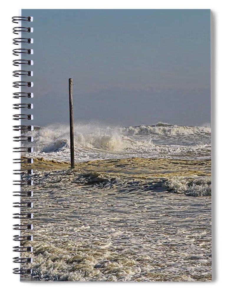 Waves Spiral Notebook featuring the photograph After Storm Sandi by Deborah Benoit