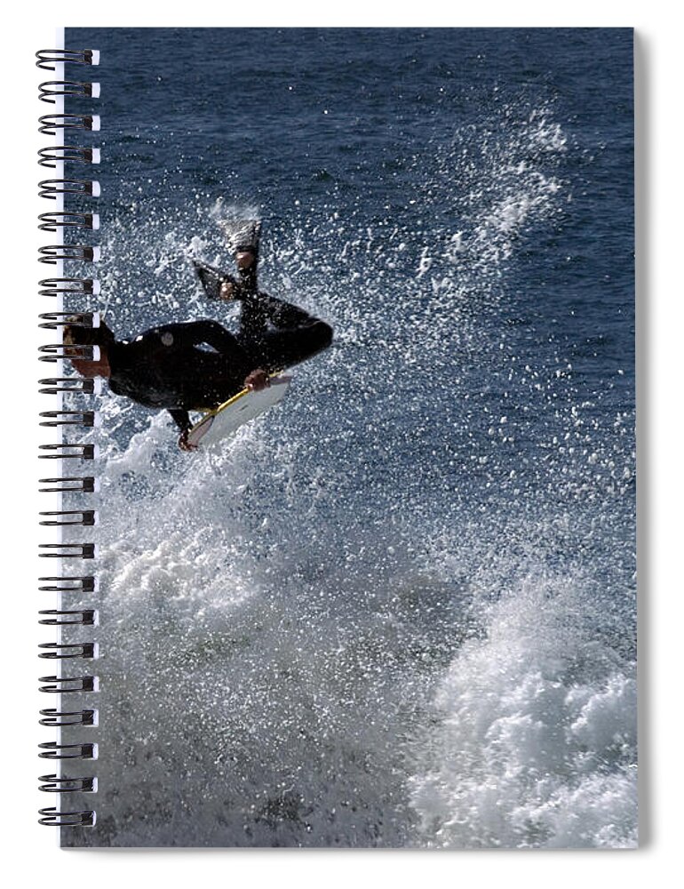 Ocean Spiral Notebook featuring the photograph Airborne At The Wedge by Joe Schofield