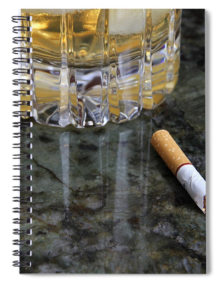 Still Life Spiral Notebook featuring the photograph Alcohol And Cigarettes by Photo Researchers