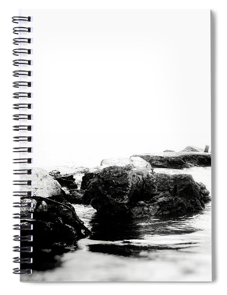 Black And White Spiral Notebook featuring the photograph All That Remains by Jarrod Erbe