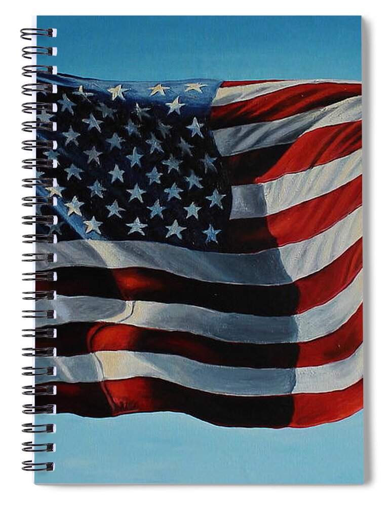 American Flag Spiral Notebook featuring the painting America the Beautiful by Daniel W Green