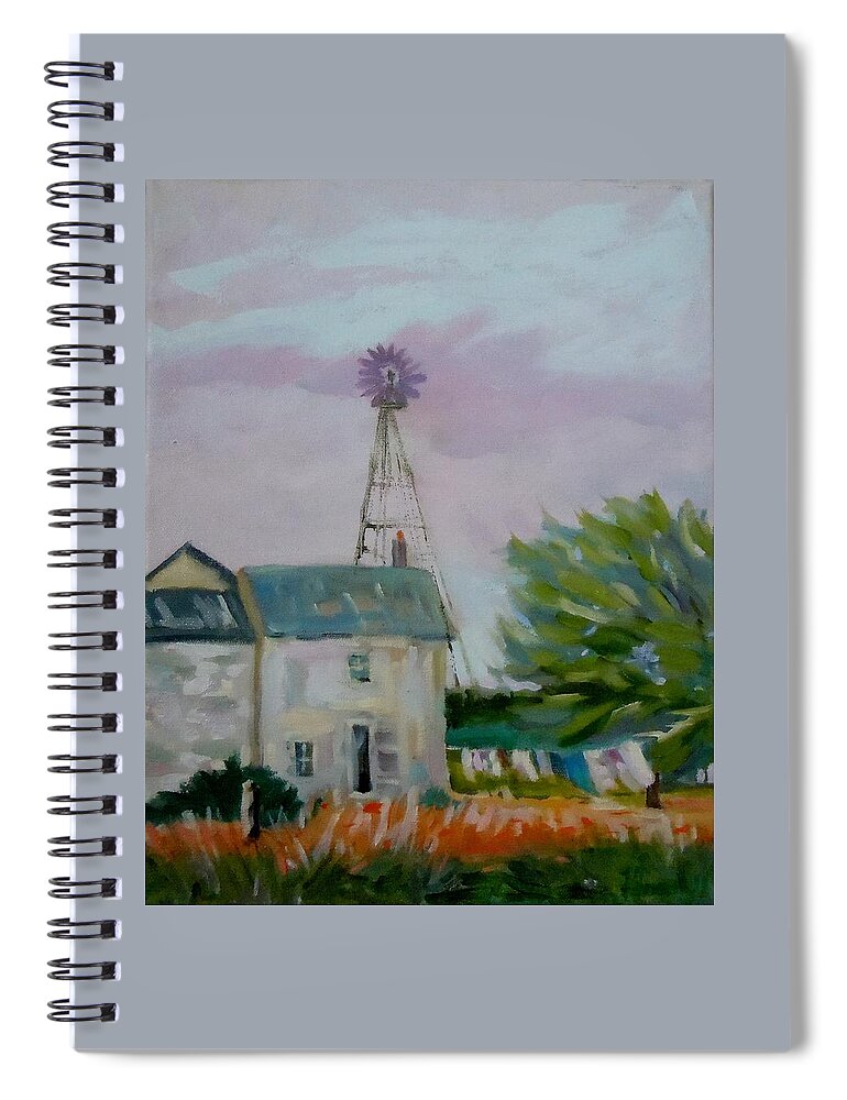 Landscape Spiral Notebook featuring the painting Amish Farmhouse by Francine Frank