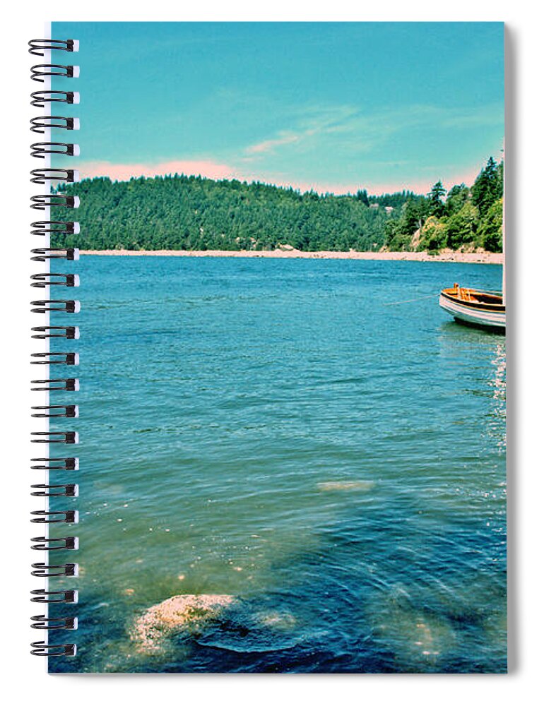 Landscape Spiral Notebook featuring the photograph Anchored in Bay by Michelle Joseph-Long
