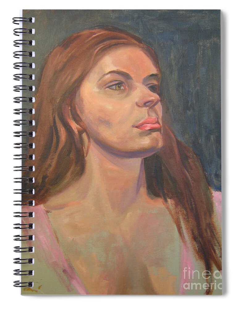 Portrait Spiral Notebook featuring the painting Andrea by Lilibeth Andre