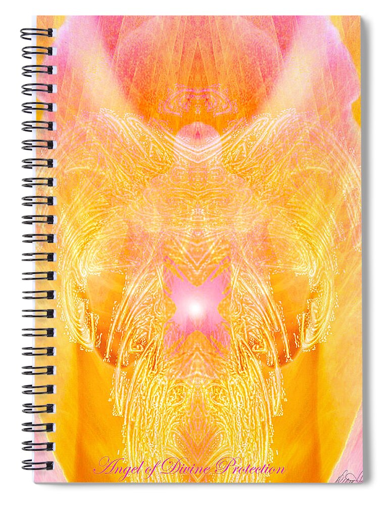 Angel Spiral Notebook featuring the digital art Angel of Divine Protection by Diana Haronis