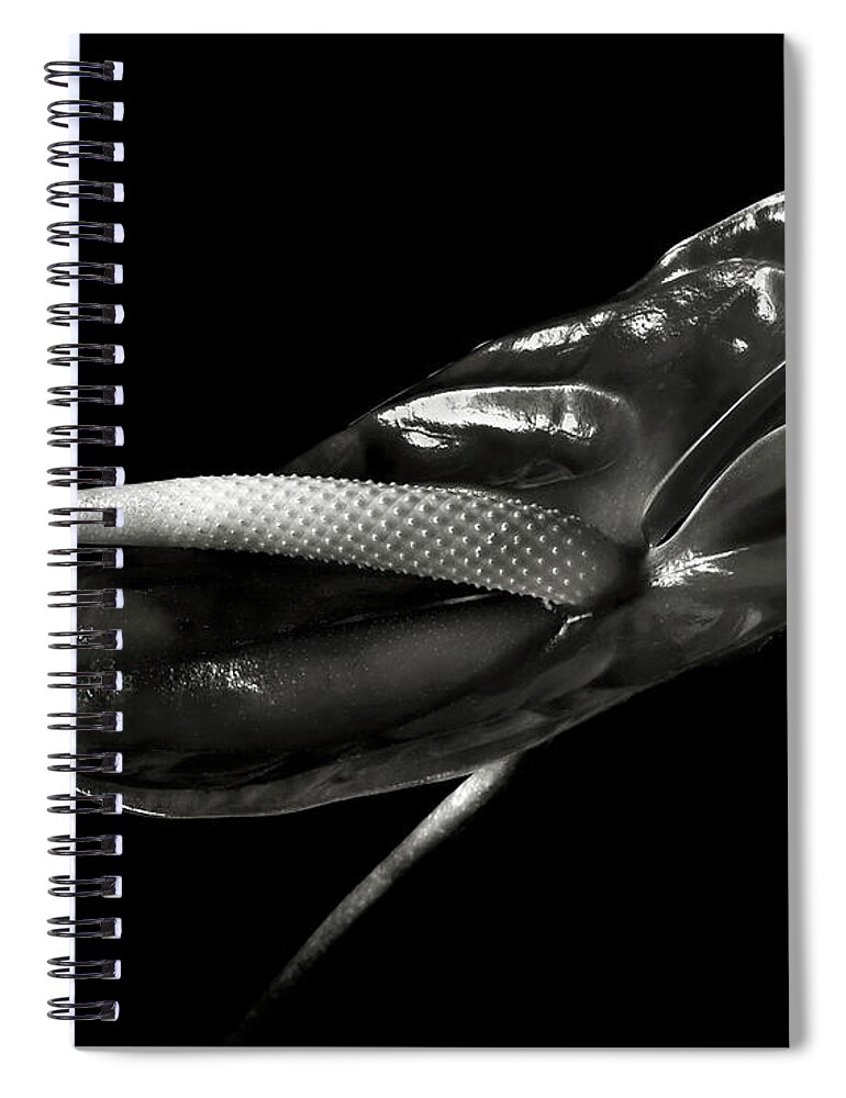Flower Spiral Notebook featuring the photograph Anthurium in Black and White by Endre Balogh