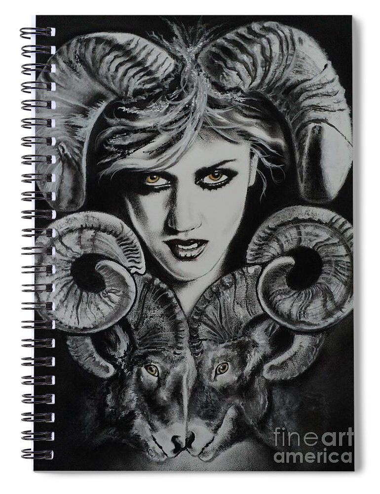 Aries Spiral Notebook featuring the drawing Aries the Ram by Carla Carson