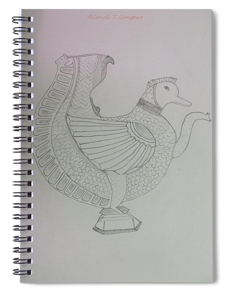 Bird Teapot Spiral Notebook featuring the painting Artistic Teapot by Sonali Gangane