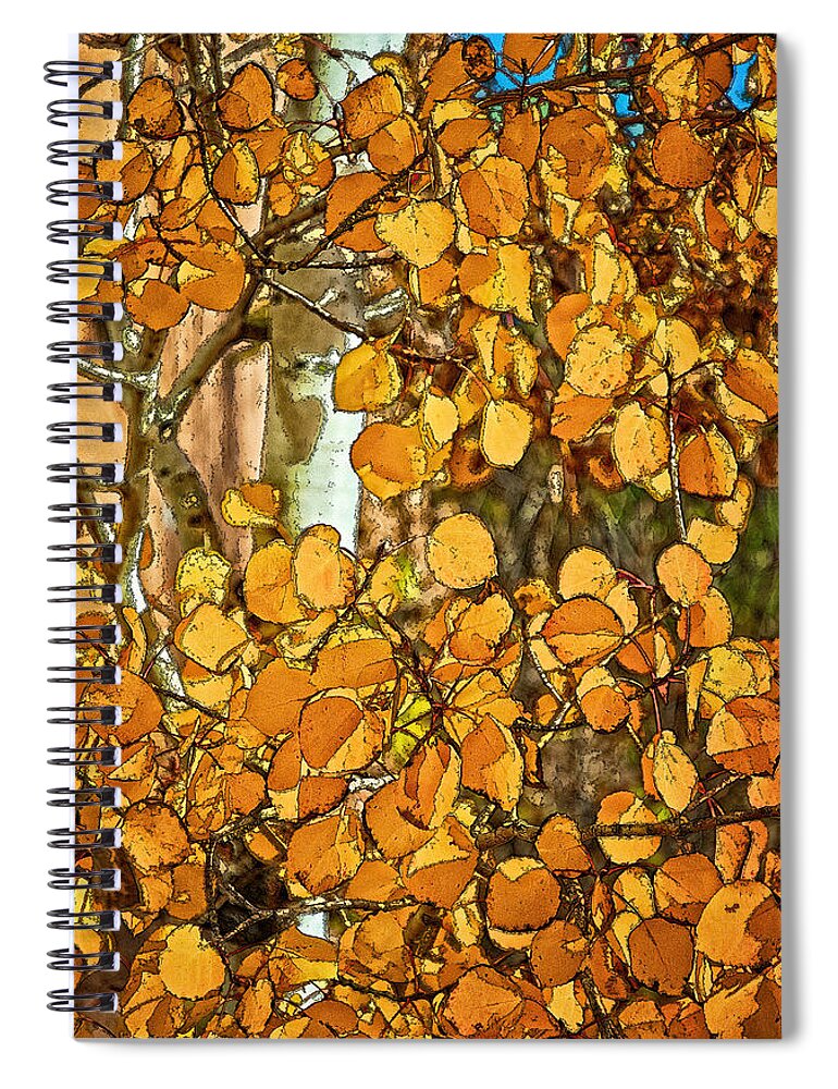 Santa Spiral Notebook featuring the digital art Aspens Gold by Charles Muhle