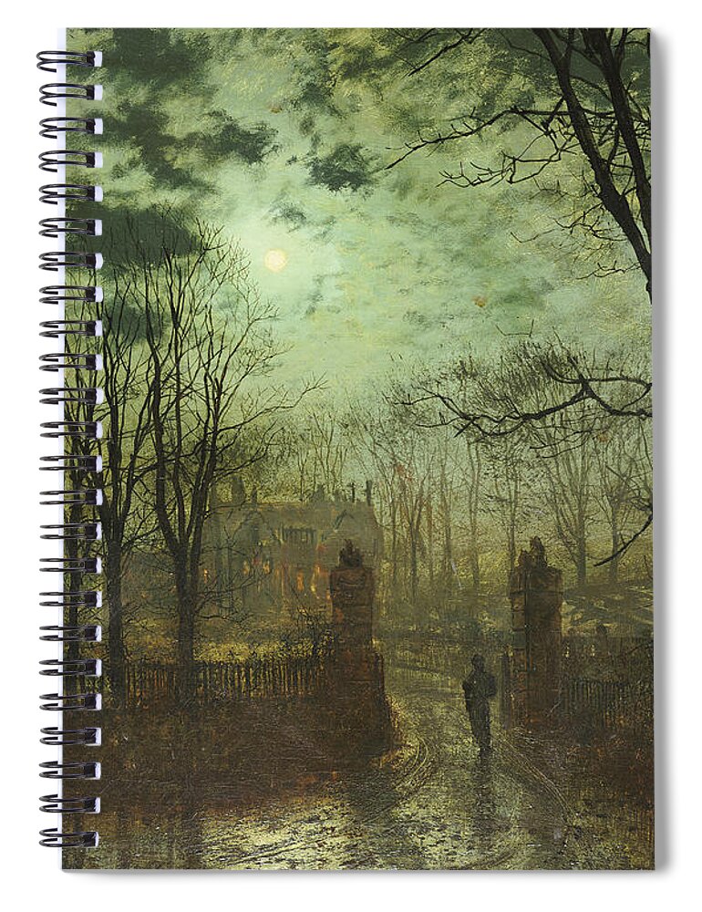 Landscape Spiral Notebook featuring the painting At the Park Gate by John Atkinson Grimshaw