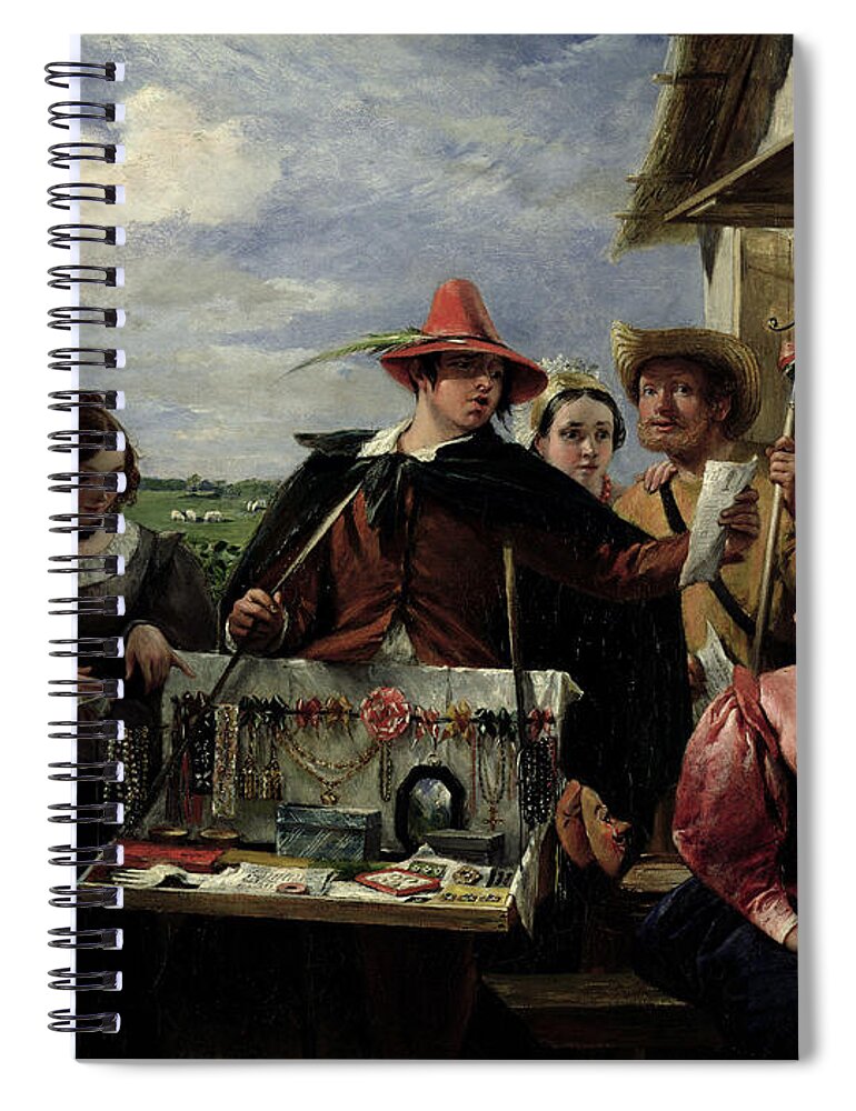 Autolycus Spiral Notebook featuring the painting Autolycus scene from 'A Winter's Tale' by Robert Leslie