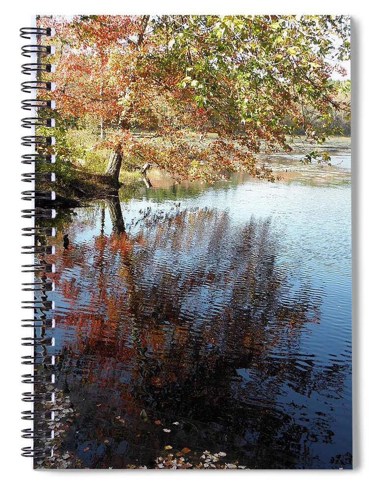 Autumn Spiral Notebook featuring the photograph autumn reflections in CT by Kim Galluzzo
