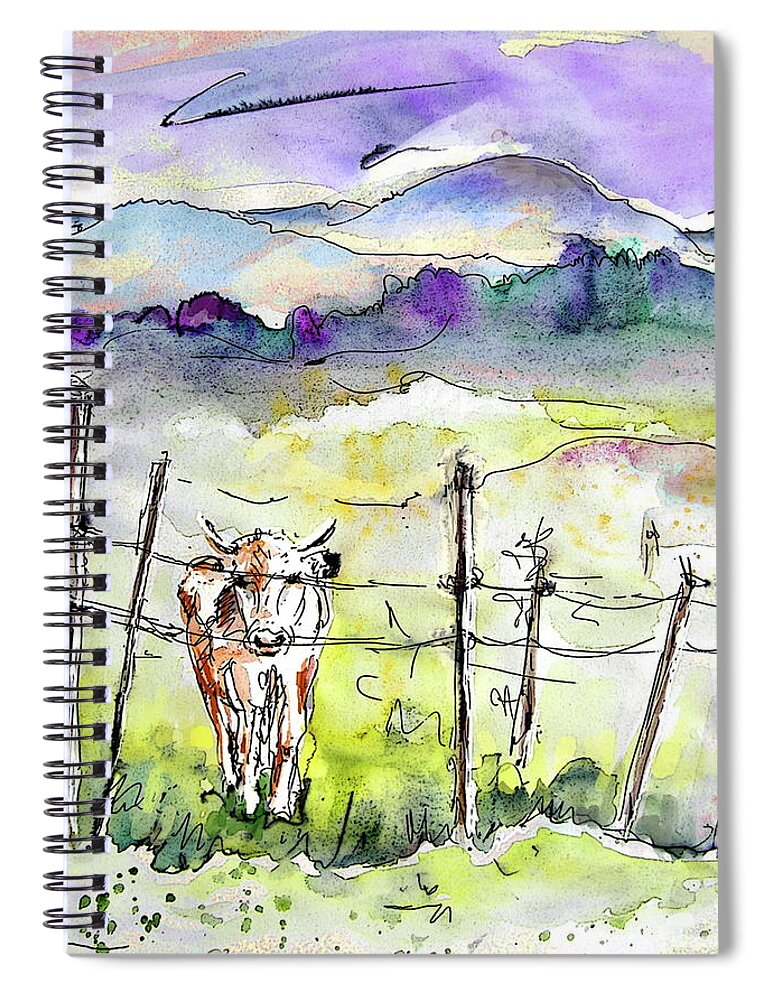 Landscapes Spiral Notebook featuring the painting Auvergne 01 in France by Miki De Goodaboom