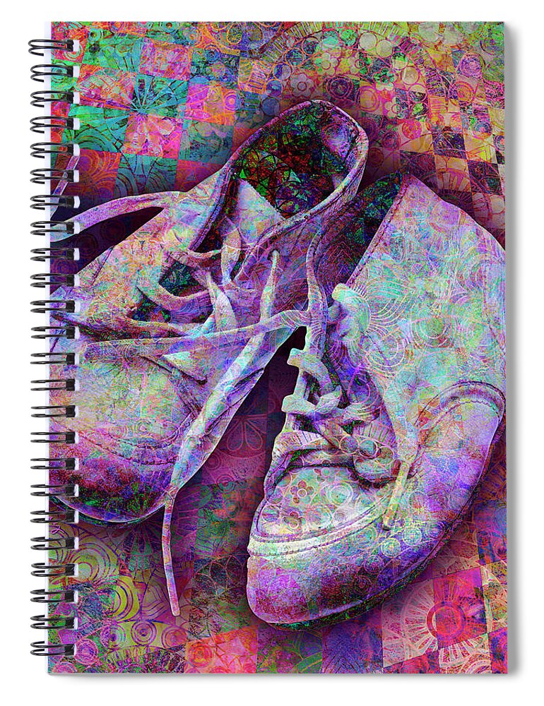 Quilt Spiral Notebook featuring the digital art Baby Shoes by Barbara Berney