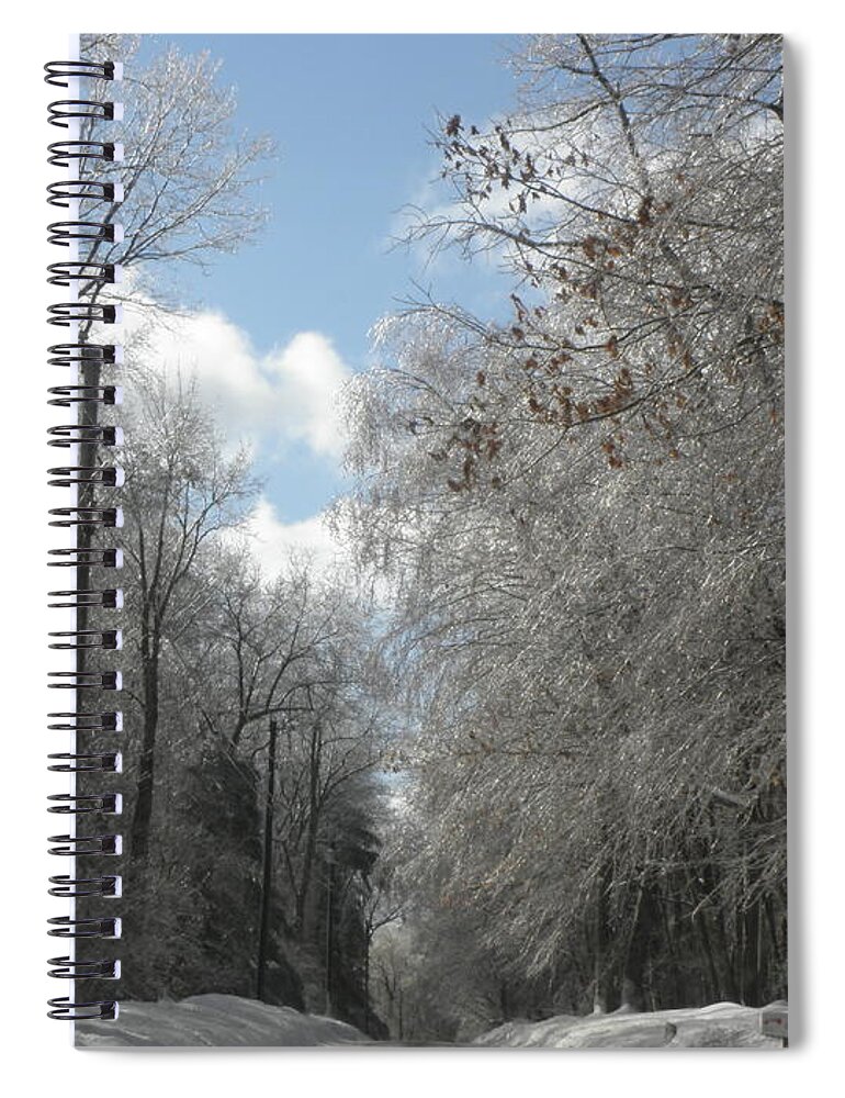 Ice Spiral Notebook featuring the photograph Back Roads of Connecticut after an ice and snow storm by Kim Galluzzo
