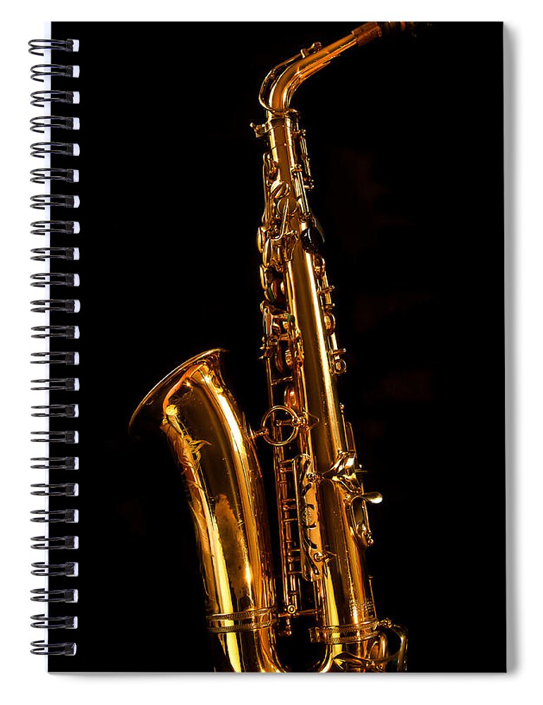 Jean Noren Spiral Notebook featuring the photograph Backside of my Sax by Jean Noren