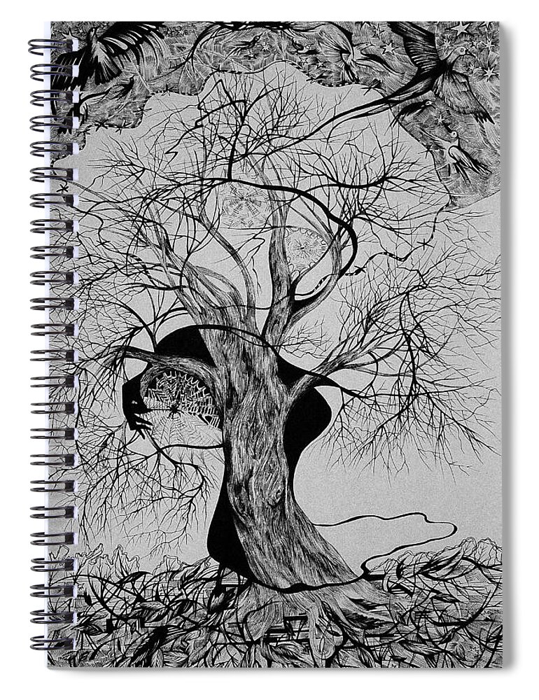 Pen And Ink Spiral Notebook featuring the drawing The Bad Mood by Anna Duyunova