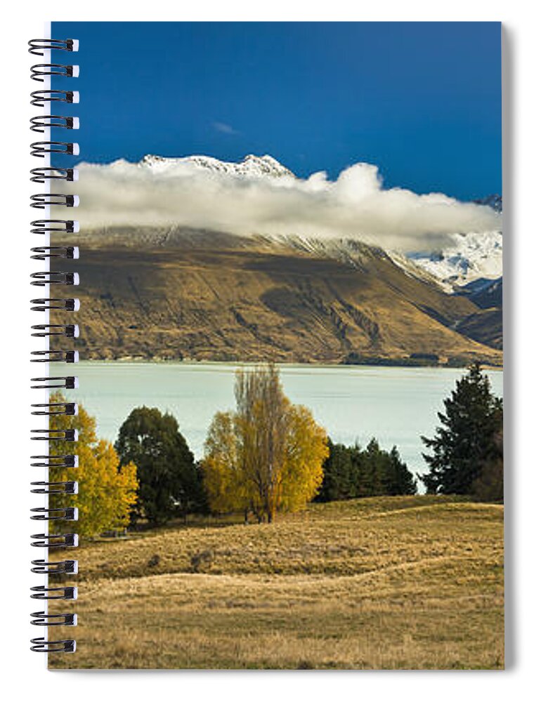00462436 Spiral Notebook featuring the photograph Barn Near Lake Pukaki And Ben Ohau by Colin Monteath