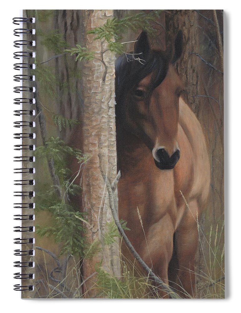Horse Behind Tree Spiral Notebook featuring the painting Bashful by Tammy Taylor