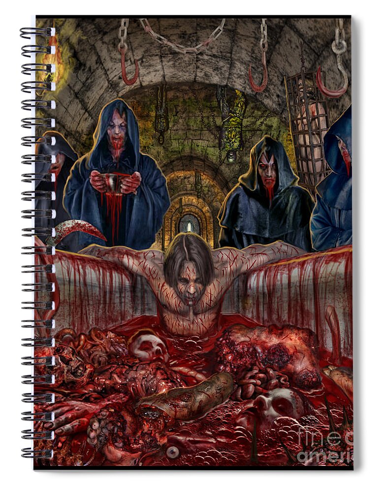 Putrid Pile Spiral Notebook featuring the mixed media Bathed in Deprivation by Tony Koehl