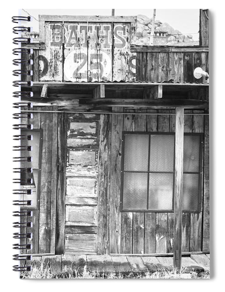 Baths Spiral Notebook featuring the photograph Baths Twenty Five Cents BW by James BO Insogna