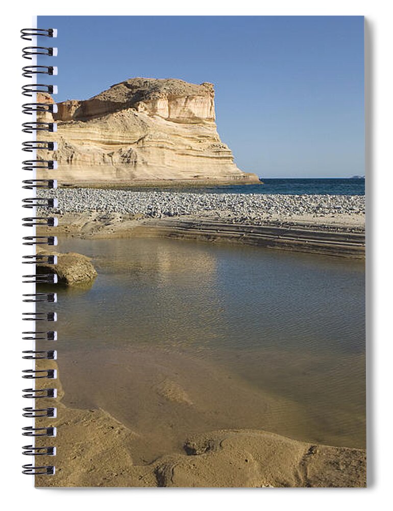 00447974 Spiral Notebook featuring the photograph Beach And Cliff Sea Of Cortez Baja by Suzi Eszterhas