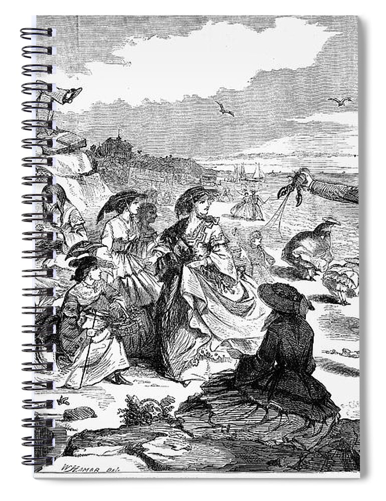 1859 Spiral Notebook featuring the photograph Beach Scene, 1859 by Granger